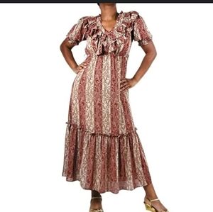 Moon River Paisley Vneck Belted Maxidress Size Small